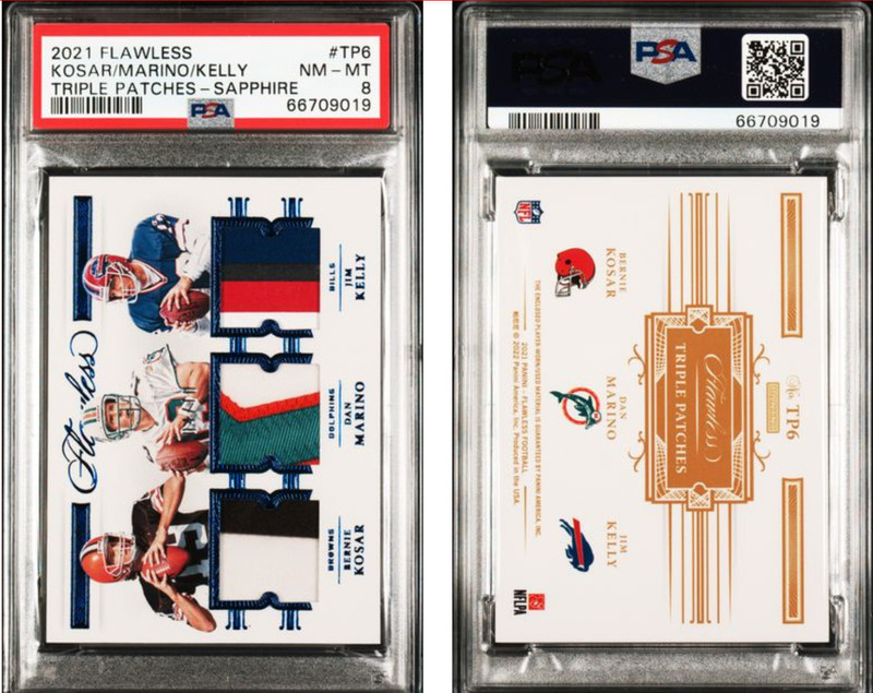 2021 Flawless Triple Patches Sapphire Marino / Kelly/ Kosar /10 PSA 8 POP 1 NONE