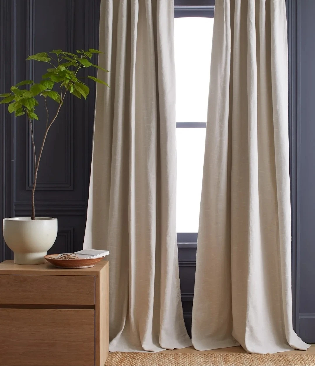 NWOT Quince Cotton Slub 48” X 108” Room Darkening Curtains Set 2 Natural