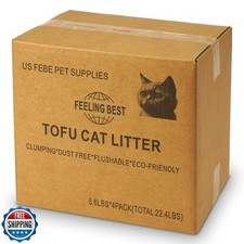 FEELING BEST Tofu Cat Litter 22.4LB 5.6LB 4 Bags Fast Clumping, Dust-Free,10...
