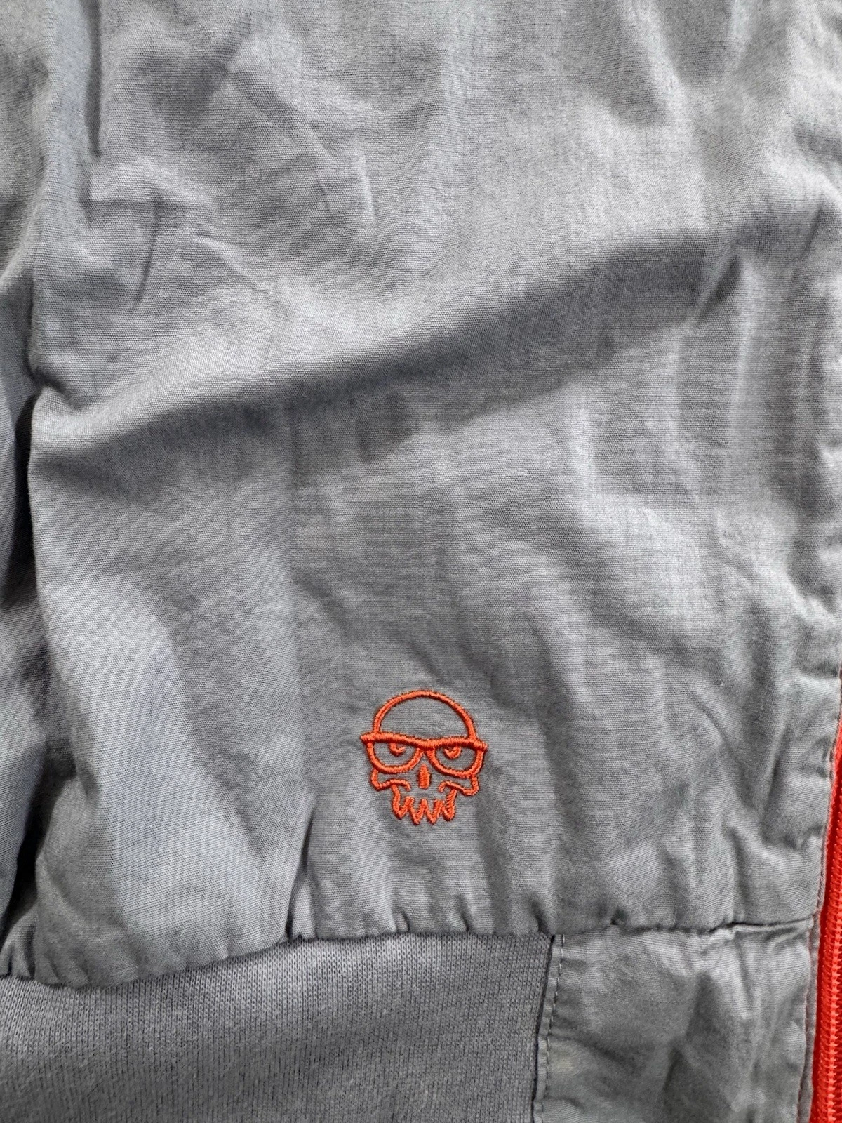Jinx Mens Gamer Windbreaker Jacket Gray Orange Pixel Skull Logo XXXL 3XL image 6