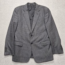 Giorgio Armani Soft Blazer Men 52R Gray Black Check Virgin Wool Sport Coat Italy