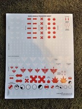 Warhammer 40k Dark Angels Transfer/Decals Sheet, READ DESCRIPTION