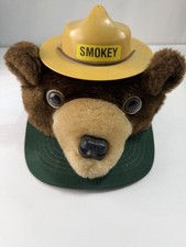 Vintage 1983 Smokey Bear Plush Hat Green Snapback 1980s Trucker Mesh 3 West