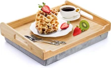 TOPZEA Bamboo Lap Tray with Detachable Cushion, 16.5"X 12.5" Bed Trays TV Lap De