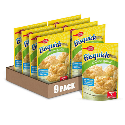 Bisquick Complete Cheese Garlic Biscuit Mix, Just Add Water, 7.75 Oz. (Pack of 9