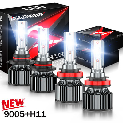 9005 H11 LED Headlight KIT Combo Bulbs 6500K High & Low Beam Super Bright White