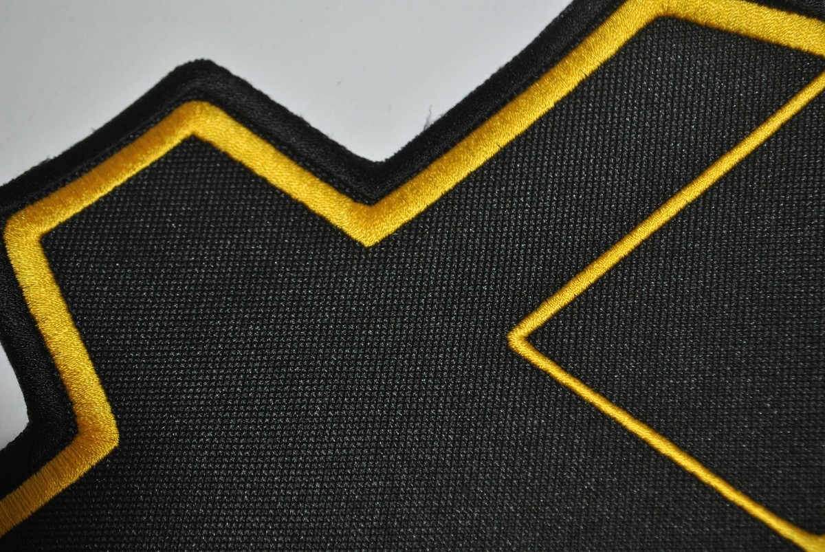 Justice-Inspired Cross Patch – Quilted Black & Gold – Large Sew-On