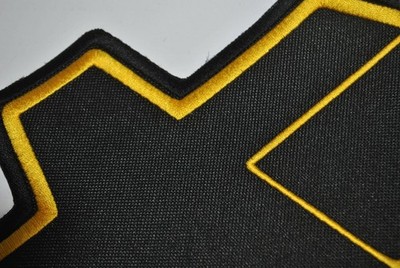 Justice-Inspired Cross Patch – Quilted Black & Gold – Large Sew-On