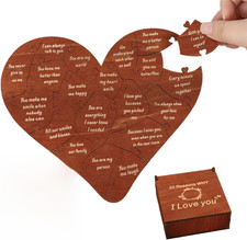 20 Reasons Why I Love You Gift Box Wooden Heart Shaped Puzzle for Valentines Day