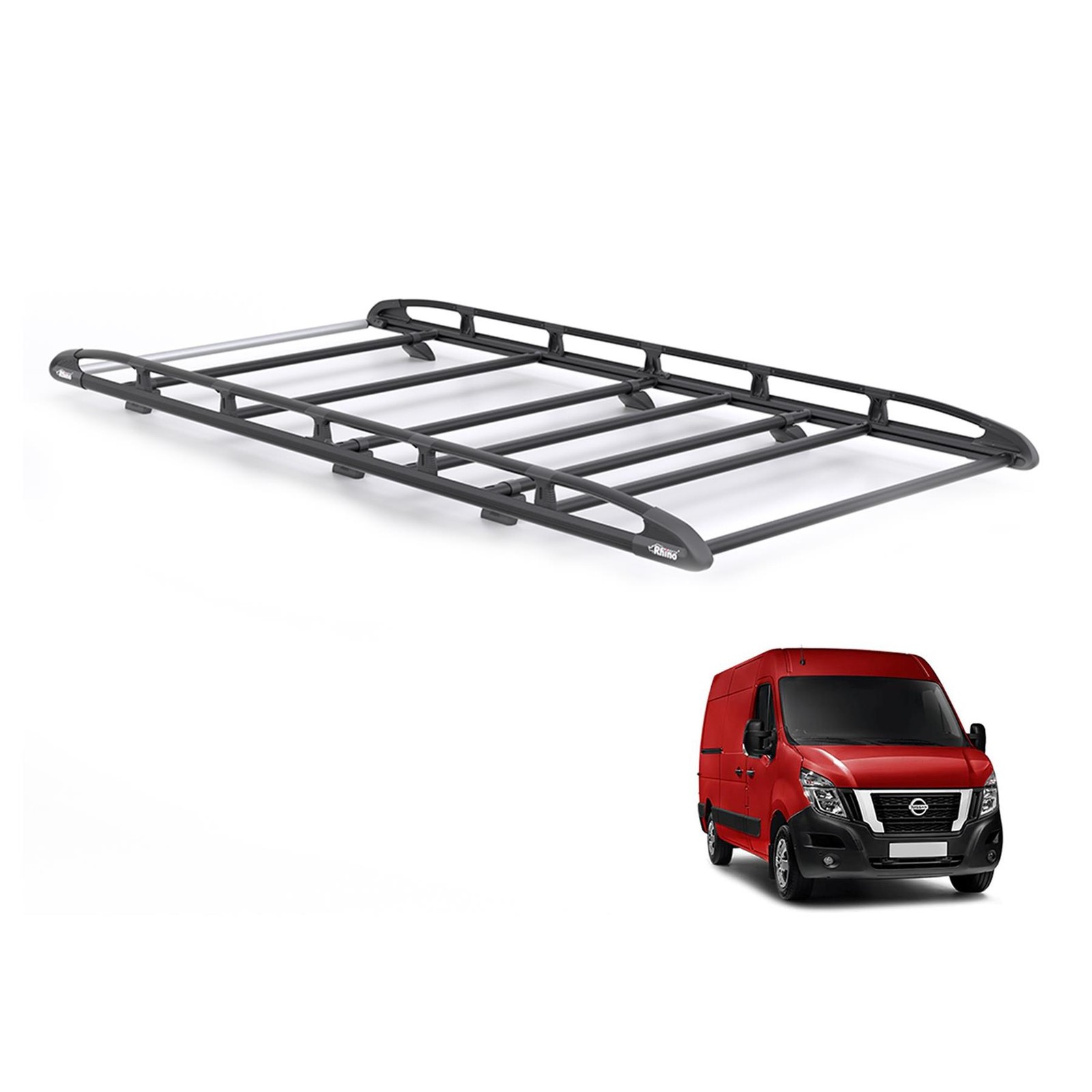 Nissan NV400 Roof Rack for 2010-2021 [L2H2] Rhino KammRack (Black)