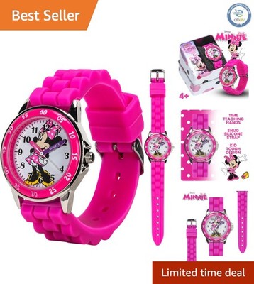Pink Minnie Mouse Watch for Kids - Easy Time Learning with Adjustable Strap