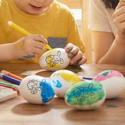 Familie Ostern Kunst Set 6 Schaum Eier und 6 verschiedene Stifte für kreativen Urlaub Spaß