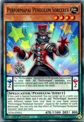 Performapal Pendulum Sorcerer Common Legendary Duelists: Magical Hero LED6-EN051