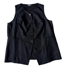 Reformation Womens 18 Linen Top Es Vest Sleeveless Gold Button Buckle Back