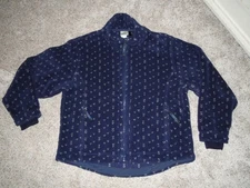 VTG L.L.BEAN 90'S WOMEN'S SIZE LARGE NAVY BIRDSEYE DEEP PILE FLEECE JACKET USA