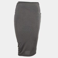 Givenchy Grey Jersey Draped ZipUp Pencil Skirt S