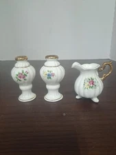Vintage Enescon Salt And Pepper Shakers With Cream Pitcher  Bone China