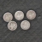 2-1945-S Mercury Silver Dimes-1-1925-S-1 -1918-P-1 Roosevelt 1948-S Dime