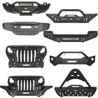 Steel Front Bumper Reinforcement w/ Winch Plate Light For 07-18 Jeep Wrangler JK