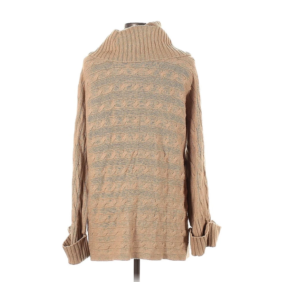 Cárdigan Ralph Lauren Lana Cachemira Tejido con Cable Cinturón Marrón Tostado Botones Grandes  Foto 2 de 3