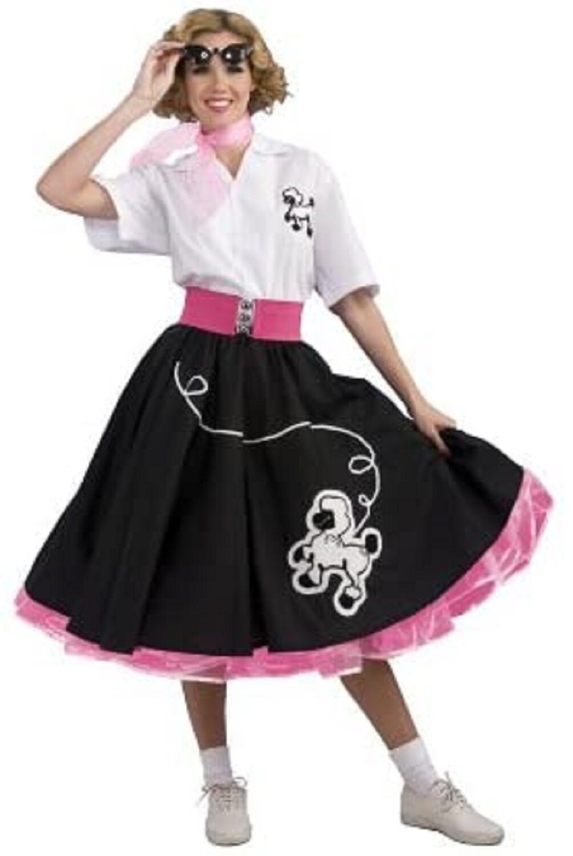 Polka Dot 50's Poodle Skirt Sock Hop Fancy Dress Halloween Deluxe Adult  Costume