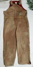 VTG Carhartt Mens Overalls Double Knee Khaki Size 42 x 32 Made In USA