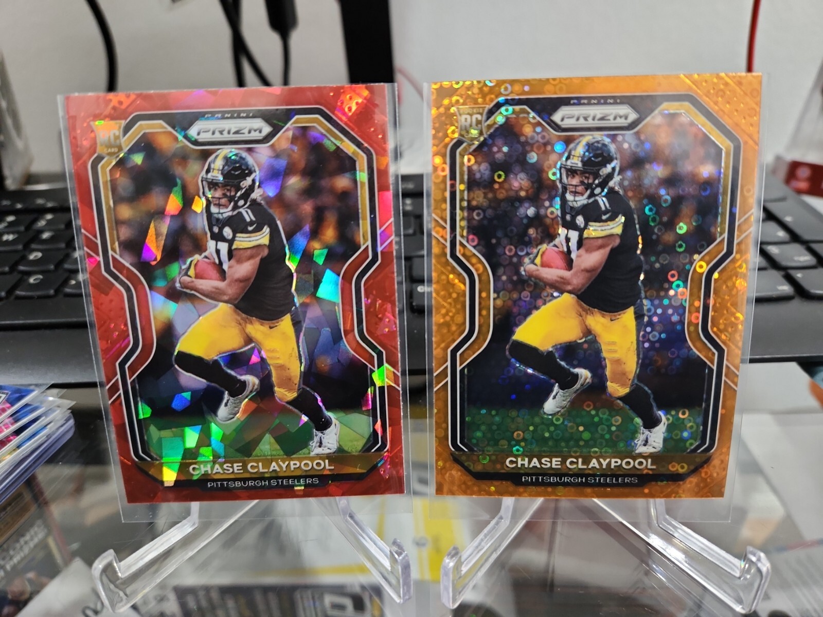 Lot 2  Chase Claypool 2020 Panini Prizm Rookie ORANGE DISCO & Red Ice Rc 🔥