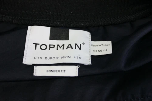 Topman Mens Snap Button Bomber Fit Jacket Sz Small Blue Polyester Blend EUC image 7