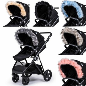 Landau Fourrure Capuche Bordure Fixation Pour Poussette Compatible Avec Aubert Ebay