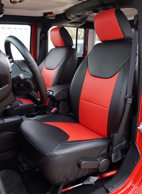 JEEP WRANGLER JK 2013-2018 BLACK/RED S.LEATHER CUSTOM MADE 2 FRONT SEAT