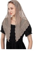 Triangle Vintage Inspired Lace Chapel Veils Catholic Mass Head Covering Beige
