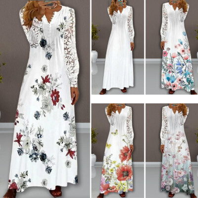 lace patchwork dress patterns V Neck Lace Patchwork Dots Print Casual Dress – Beachsissi