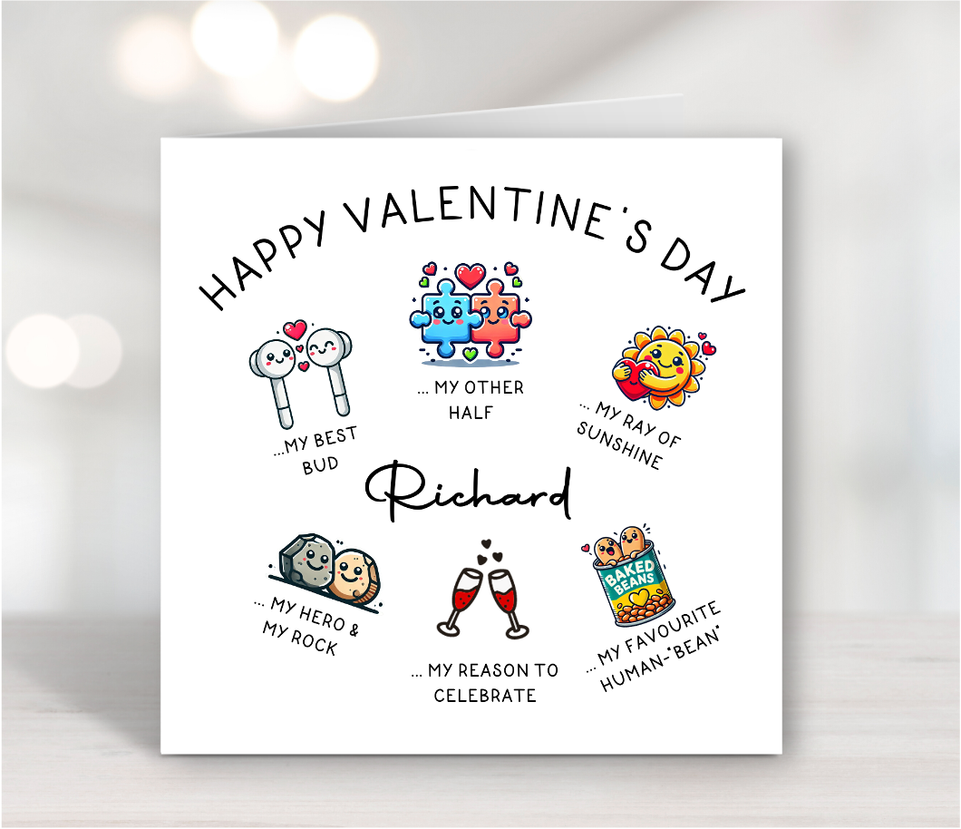 Cute Valentines Day Card Personalised Boyfriend Husband Girlfriend Wife Partner
