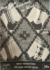 Rare 1949 Hand Knitted Socks Patterns FASHIONS In WOOL Styles by HILDE Volume 69