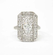 1 CT White Round Cut CZ Antique Style Art Deco Wedding 925 Sterling Silver Ring