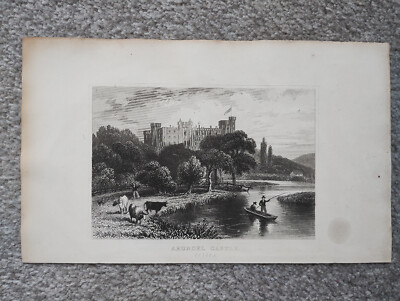 Arundel Castle, Sussex - Antique Print - c1860