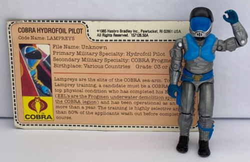 1985 G.I. Joe Cobra Lampreys v1 Hydrofoil Pilot 3.75” w/ Mail Away File Card - Picture 1 of 11
