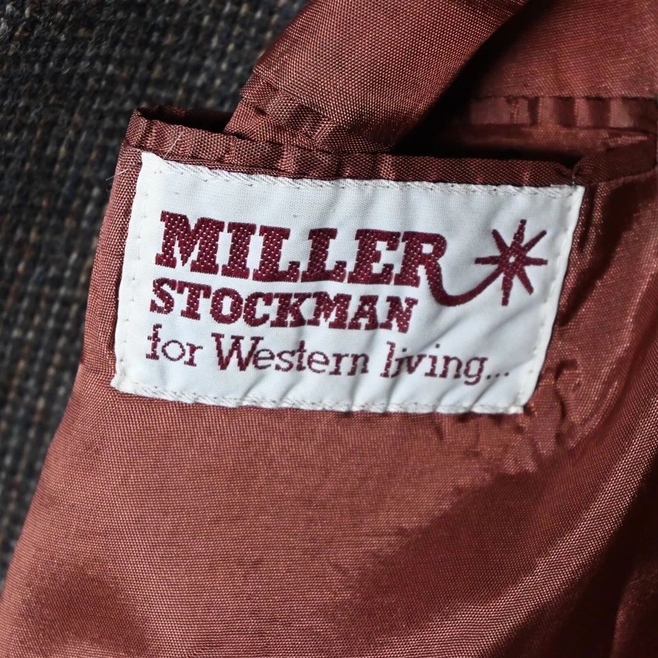 Vtg USA Made 44L Brown Tweed Western Yoke Rodeo USA Made Blazer Jacket Coat - Image 4 of 4