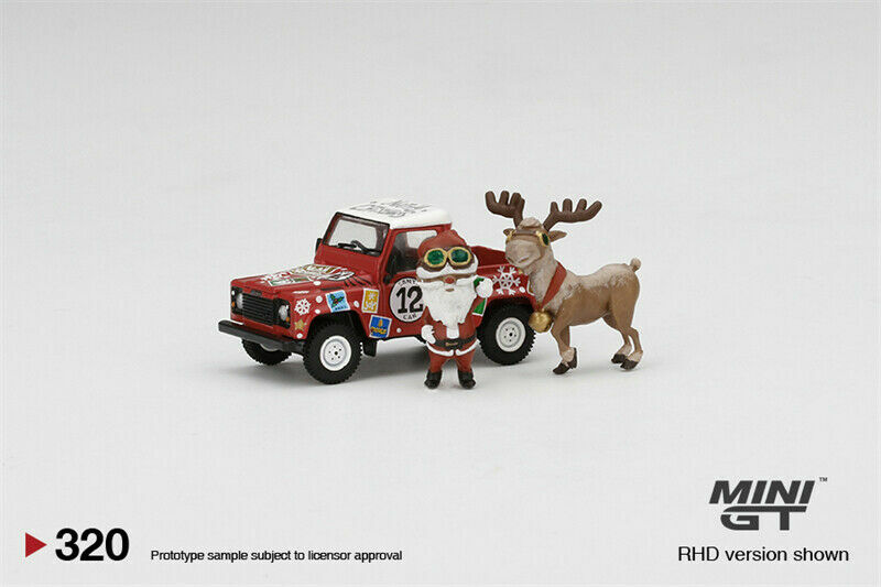 MINI GT 1:64 Land Rover Defender 90 Pickup 2021 Santa Claus & Deer