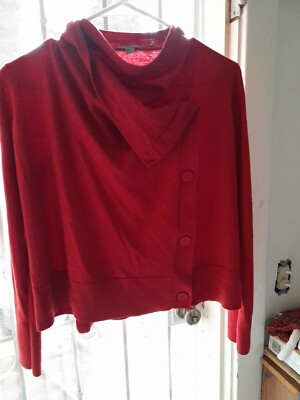 Cos Red 100% Wool Button Cardigan Jumper Wrap Size Small