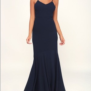 navy blue chiffon maxi dress
