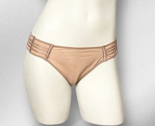 NWT WOMEN'S VICTORIA'S SECRET SHEER MESH CHEEKINI PANTY NUDE LARGE MSRP 29.50