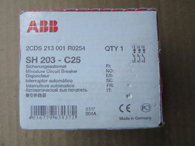 ABB SH203-C25 Circuit Breaker 3P 25A 440V New in Box Free Shipping
