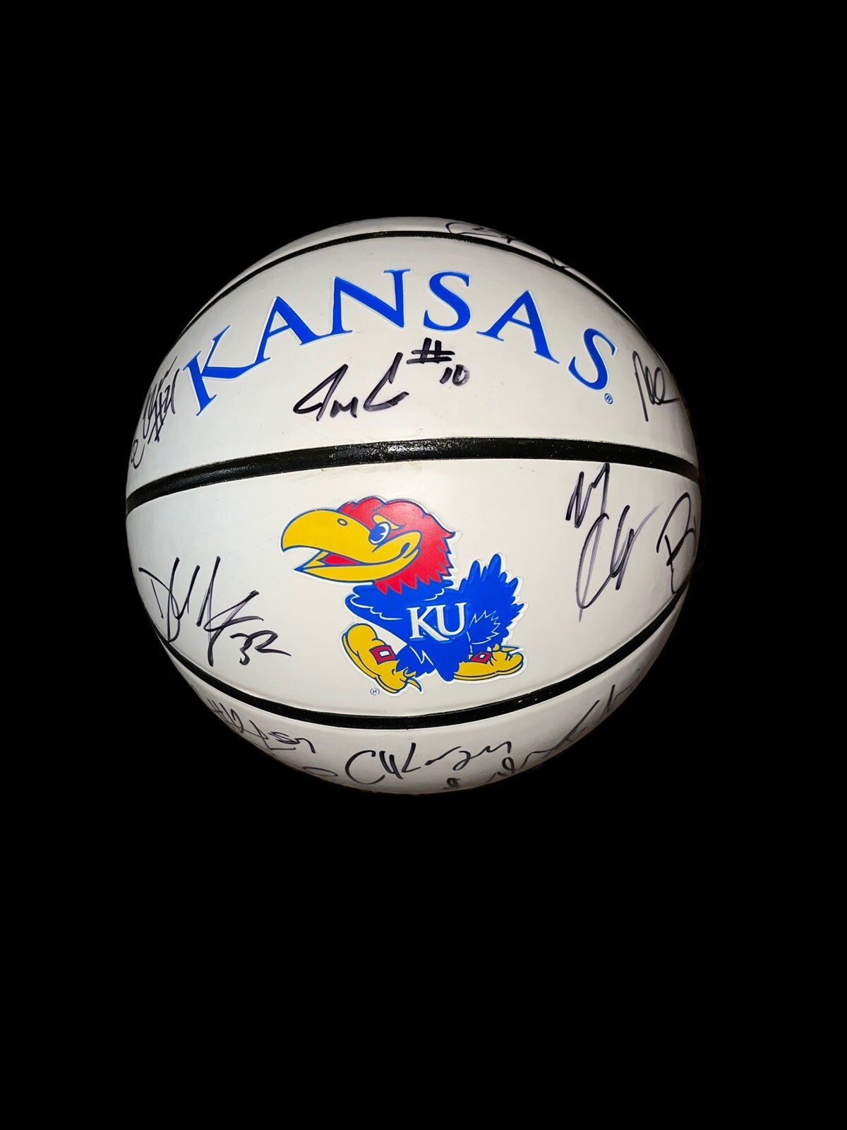 20072008 KANSAS JAYHAWKS TEAM SIGNED BASKETBALL KU BILL SELF National