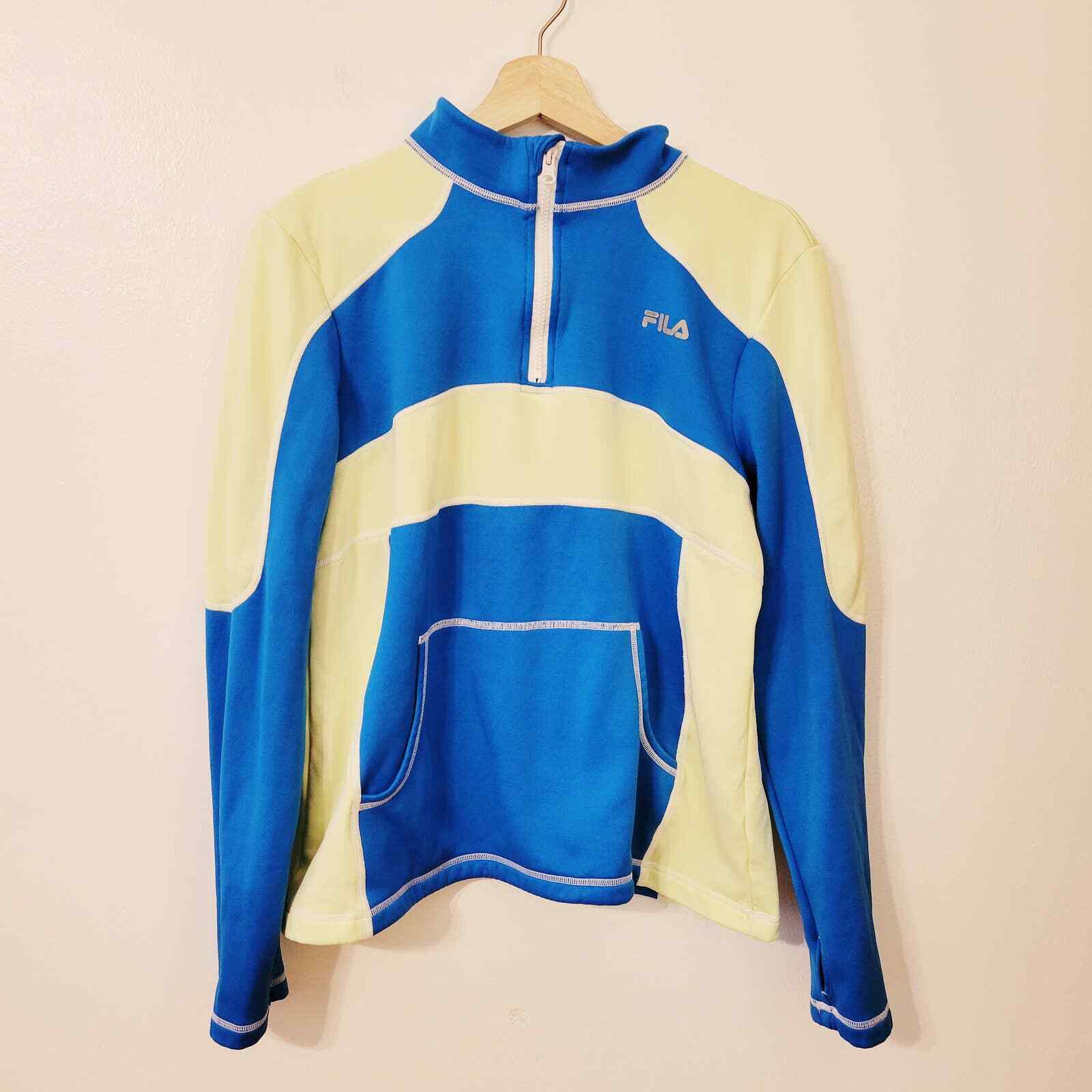 Maglione Fila Sport blu e verde lime giallo XL