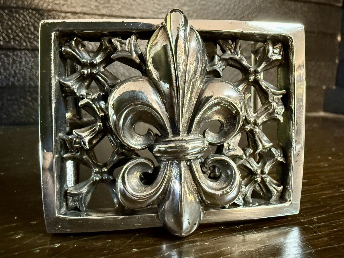 Soffer Ari Fleur Belt Buckle Chrome Sterling Silver 925 Hearts USA Soffer Ari Fleur Belt Buckle Chrome Sterling Silver 925 Hearts USA