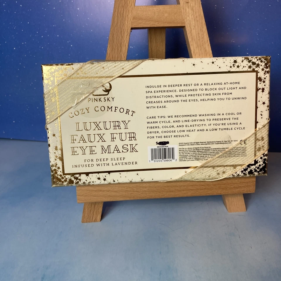 Pink Sky Cozy Comfort Faux Fur Eye Mask Infused With Lavender Pink - NIB - Image 2 of 2