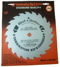 2PK Black & Decker 8" 22T Combination Rip & Cross Cutting Circular Saw Blades