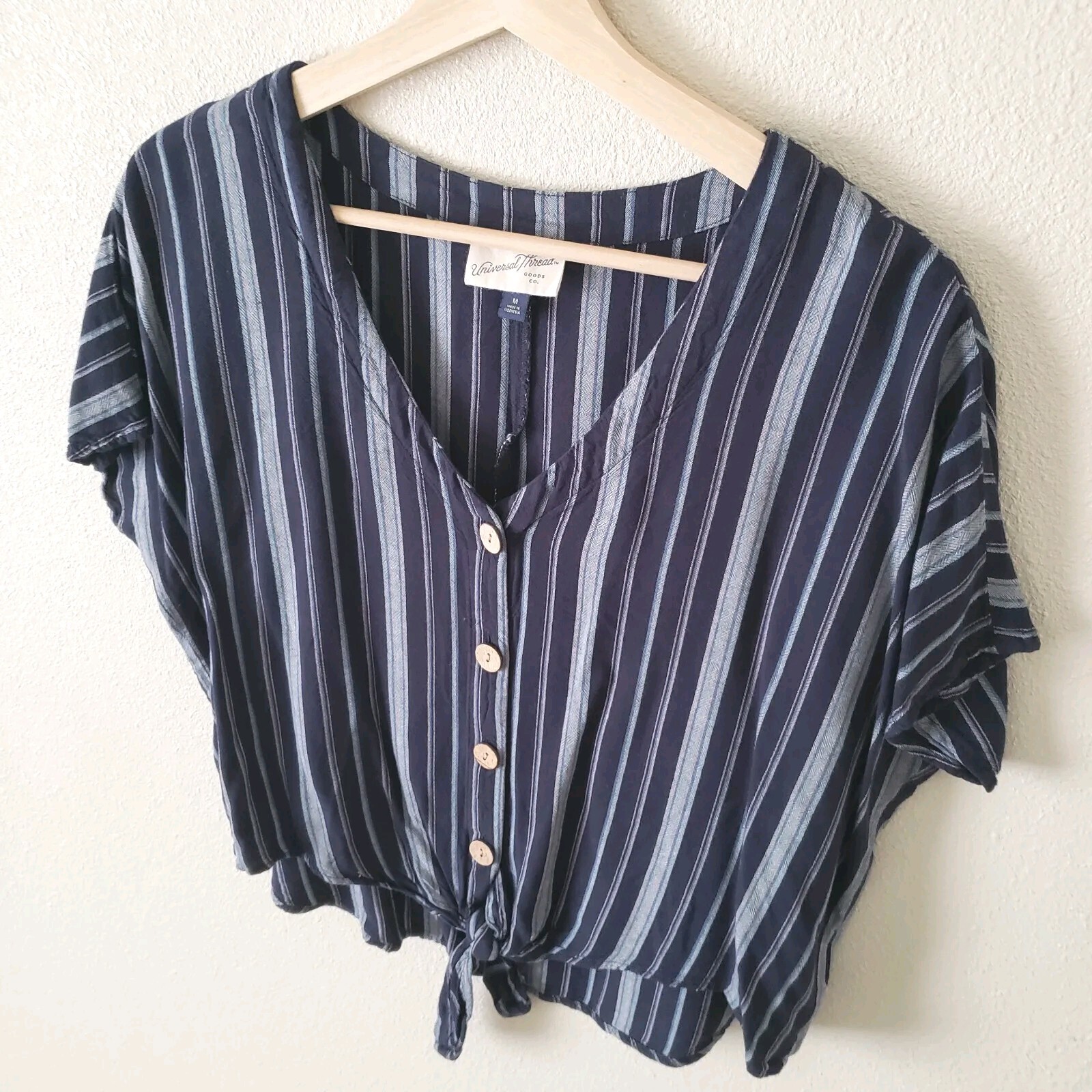 UNIVERSAL THREADS Blue Striped Button Blouse Medi… - image 2