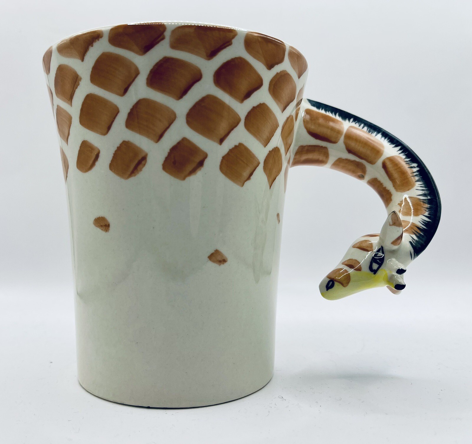 Pier One Imports Giraffe Large Coffee Cup Mug Neck Handle HandPainted
